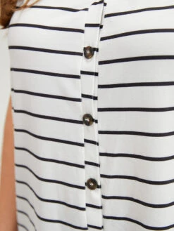 Striped Print Button Through Tank Top -Bloomchic Shop 443112570 cw