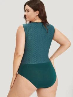 Plain Patchwork Broderie Anglaise Tank Bodysuit -Bloomchic Shop 443606238 kb