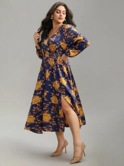 Floral Elastic Waist Wrap Split Hem Dress 13 Floral Elastic Waist Wrap Split Hem Dress -Bloomchic Shop 443729193 lb