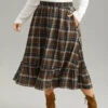 Plaid Pocket Ruffle Layered Hem Skirt -Bloomchic Shop 445522774 zv