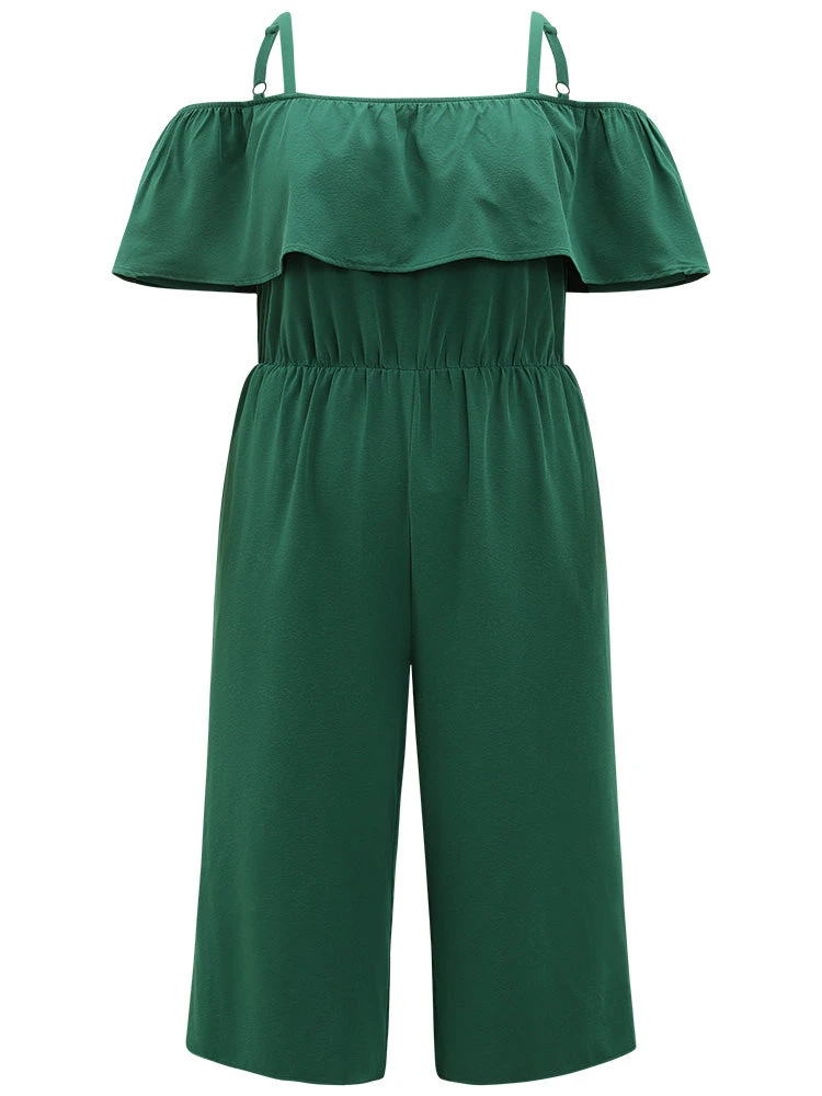 Off Shoulder Ruffles Pocket Elastic Waist Cami Jumpsuit 9 Off Shoulder Ruffles Pocket Elastic Waist Cami Jumpsuit - Image 7