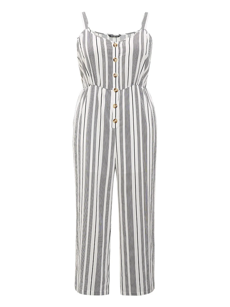 Striped Print Button Pocket Detail Cami Jumpsuit 12 Striped Print Button Pocket Detail Cami Jumpsuit - Image 10