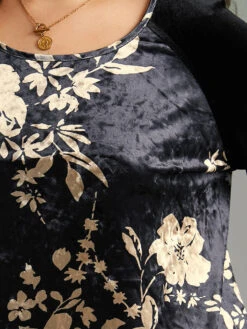 Velvet Floral Patchwork Raglan Sleeve T-shirt 12 Velvet Floral Patchwork Raglan Sleeve T-shirt -Bloomchic Shop 450042793 vz