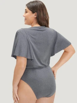 Plain Button Detail Flutter Sleeve Bodysuit 15 Plain Button Detail Flutter Sleeve Bodysuit -Bloomchic Shop 451126284 kb