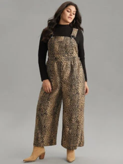 Leopard Adjustable Straps Patched Pocket Jumpsuit -Bloomchic Shop 451967220 id