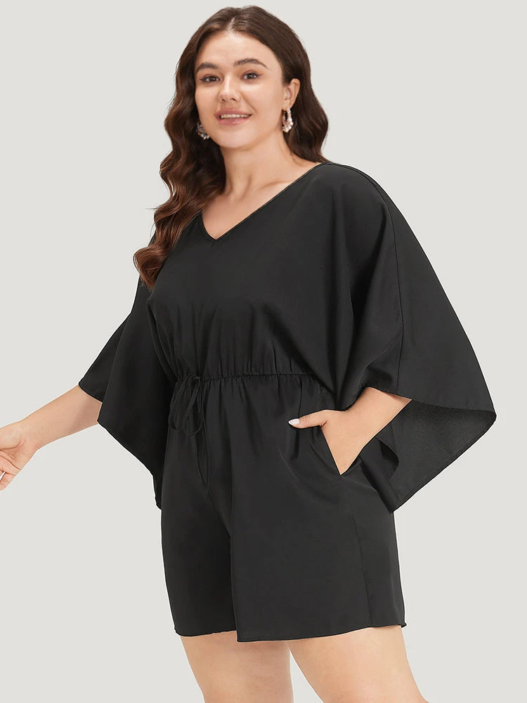 Plain Pocket Flounce Sleeve Elastic Waist Ties Jumpsuit 7 Plain Pocket Flounce Sleeve Elastic Waist Ties Jumpsuit - Image 5