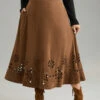 Plain Elastic Waist Pocket Laser Cut Skirt 2 Plain Elastic Waist Pocket Laser Cut Skirt -Bloomchic Shop 45259379 iw
