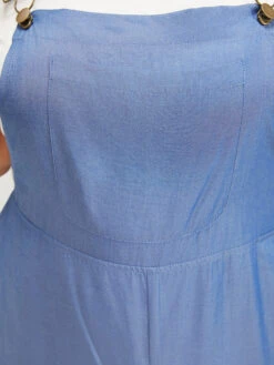 Solid Patched Pocket Gathered Overall Jumpsuit -Bloomchic Shop 453041739 br