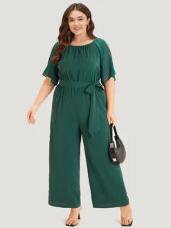 Solid Belted Pocket Cut Out Zipper Jumpsuit -Bloomchic Shop 453487784 ho