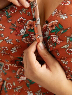 Floral Print Belted Elastic Cuffs Dress -Bloomchic Shop 454767037 ga