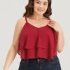 Plain Flutter Trim Tiered Cami Bodysuit -Bloomchic Shop 454829007 zb