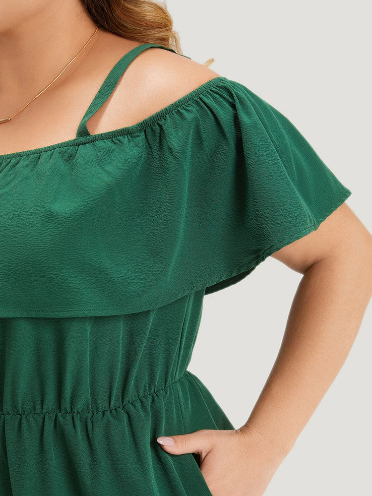 Off Shoulder Ruffles Pocket Elastic Waist Cami Jumpsuit 8 Off Shoulder Ruffles Pocket Elastic Waist Cami Jumpsuit - Image 6