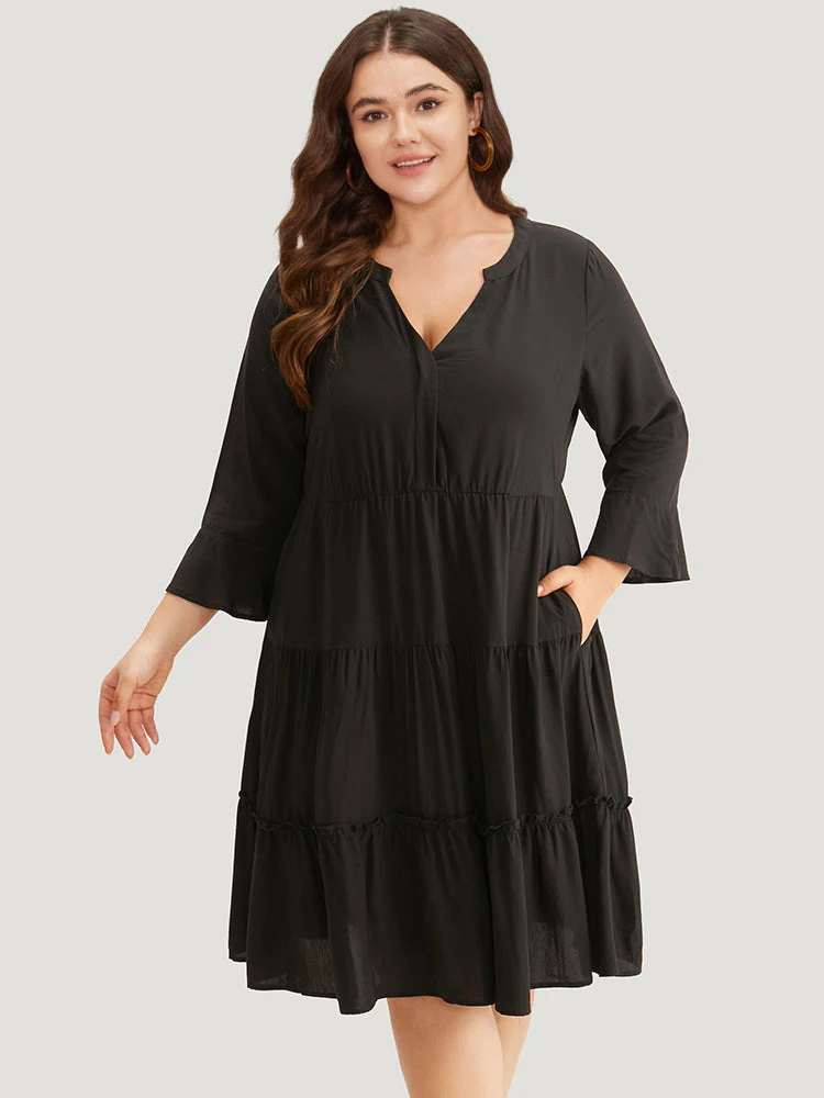 Supersoft Essentials Plain Ruffles Gathered Notched Dress 4 Supersoft Essentials Plain Ruffles Gathered Notched Dress - Image 2