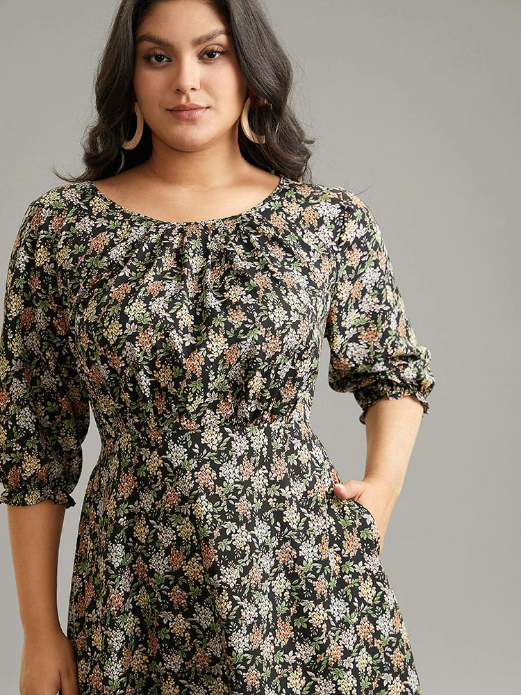 Ditsy Floral Elastic Waist Pleated Dress 8 Ditsy Floral Elastic Waist Pleated Dress - Image 6