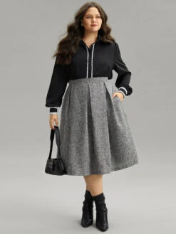 Plain Texture Pleated Pocket Cropped Skirt 14 Plain Texture Pleated Pocket Cropped Skirt -Bloomchic Shop 459235710 lr