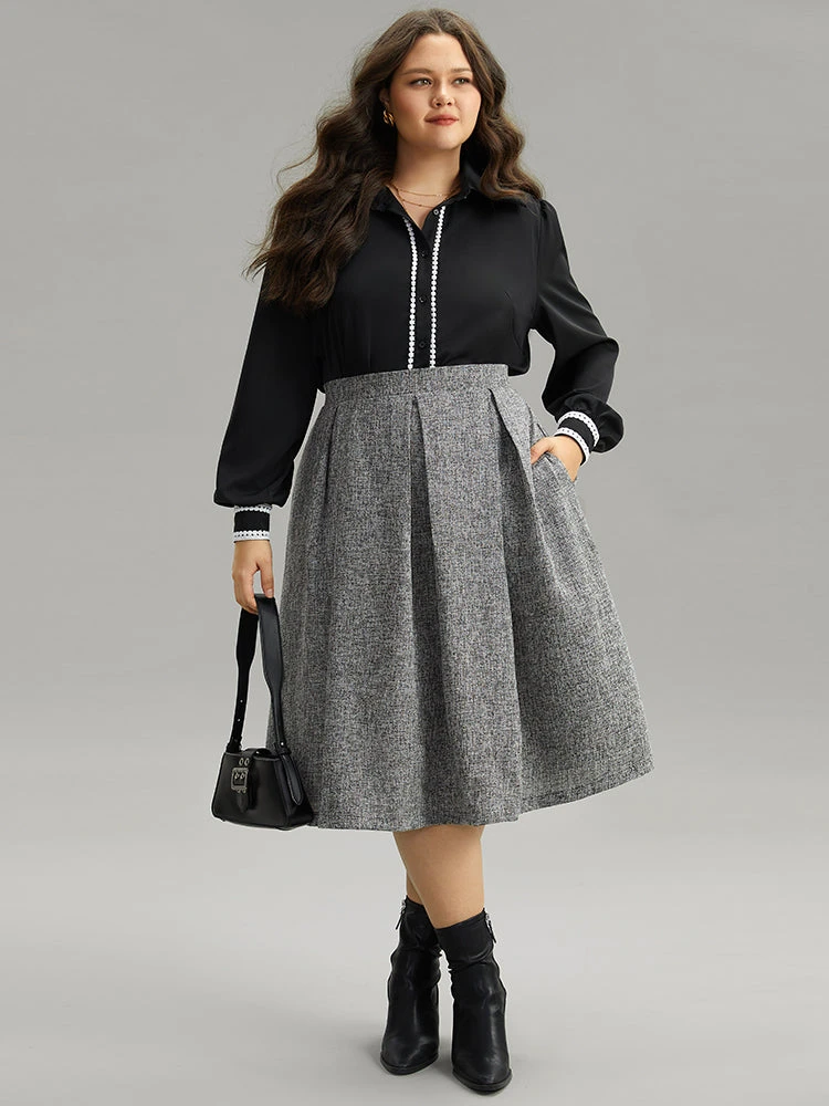 Plain Texture Pleated Pocket Cropped Skirt 6 Plain Texture Pleated Pocket Cropped Skirt - Image 4