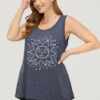 Sun Print High Low Hem Tank Top -Bloomchic Shop 461714023 hc