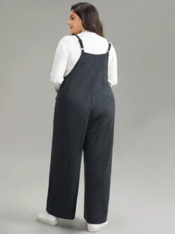 Plain Texture Pocket Adjustable Straps Jumpsuit -Bloomchic Shop 466232399 qt