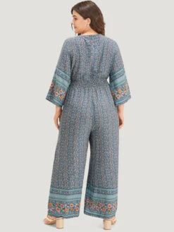 Floral Print Shirred Overlap Collar Jumpsuit -Bloomchic Shop 46691010 fe c9c0d4ae 5dc0 48f4 8e52 895c24a33113
