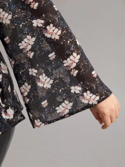 Ditsy Floral Ties Ruffles Elastic Waist Blouse -Bloomchic Shop 467294353 ep