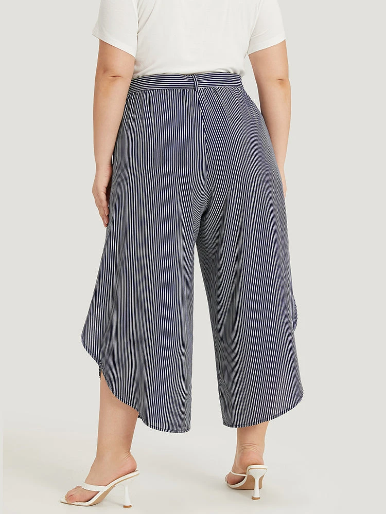 Striped Print Belted Wrap Hem Loose Pants 14 Striped Print Belted Wrap Hem Loose Pants - Image 12