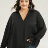Anti-Wrinkle Knot Pleated Lantern Sleeve Blouse