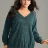 Vintage Heather V Neck Rib Knit Sweatshirt