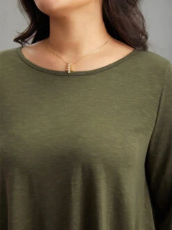 Plain Hanky Hem Crew Neck T-shirt 16 Plain Hanky Hem Crew Neck T-shirt -Bloomchic Shop 471355610 eh