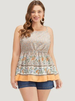 Bandana Print Ruffle Hem Cami Top -Bloomchic Shop 471404498 gy