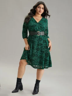 Silhouette Floral Print Surplice Neck Gathered Dress -Bloomchic Shop 472014778 oc 03a6439b ea1c 40c1 befb e5b5e7027bbd