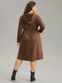 Plain Texture Jacquard Hooded Cable Knit Dress 9 Plain Texture Jacquard Hooded Cable Knit Dress -Bloomchic Shop 474308713 kf