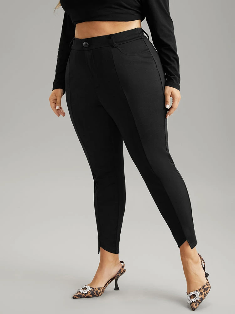 Solid Asymmetrical Hem Pocket Ankle Pants 5 Solid Asymmetrical Hem Pocket Ankle Pants - Image 3