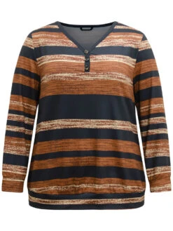 Colour Striped Button Up Sweatshirt -Bloomchic Shop 474622647 mo