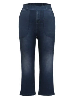 Denim Effect Prin Elastic Waist Flare Leg Leggings 17 Denim Effect Prin Elastic Waist Flare Leg Leggings -Bloomchic Shop 478472710 bp