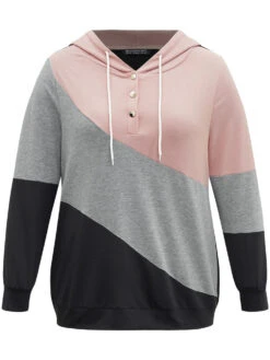 Colorblock Contrast Hooded Button Up Sweatshirt 11 Colorblock Contrast Hooded Button Up Sweatshirt -Bloomchic Shop 479029378 md