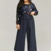 Halloween Floral Embroidered Belted Lantern Sleeve Jumpsuit -Bloomchic Shop 480803615 fn 04e3babd eb3b 4054 8097 a494e9f78e09