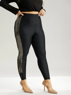 Glitter Patchwork Cut Out High Rise Leggings -Bloomchic Shop 481428152 nl