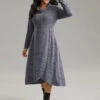 Plain Funnel Neck Heather Arc Hem Dress -Bloomchic Shop 481505839 gm