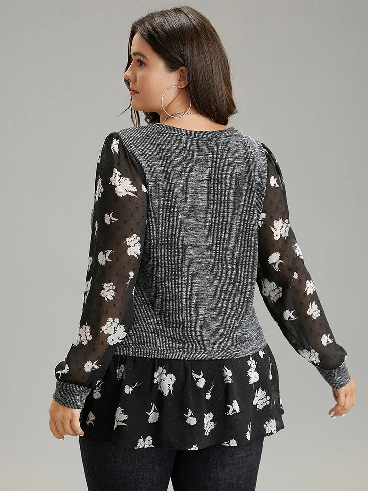 Rib Knit Plants Print Mesh T-shirt 4 Rib Knit Plants Print Mesh T-shirt - Image 2