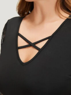 Plain Lace Mesh Patchwork Crisscross Bodysuit 15 Plain Lace Mesh Patchwork Crisscross Bodysuit -Bloomchic Shop 482966764 oq 8c41f6b6 75fc 46af b0c1 d1b8a85cdb56