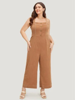 Solid Button Detail Pocket Stitch Zipper Cami Jumpsuit -Bloomchic Shop 48386387 ch b756616d e548 41b7 965c 1f0c83cec01f