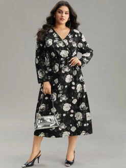 Floral Print Pocket Elastic Waist Wrap Dress -Bloomchic Shop 483940292 ej 80d6b61b e13c 4dc4 8428 fc04d123b3c9