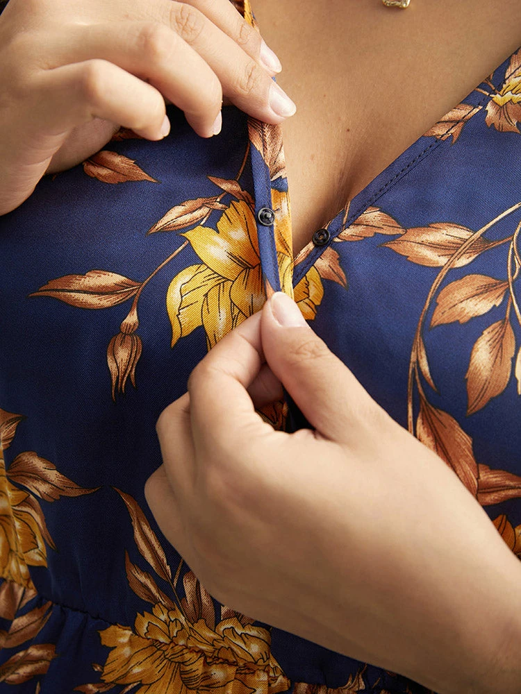 Floral Elastic Waist Wrap Split Hem Dress 8 Floral Elastic Waist Wrap Split Hem Dress - Image 6