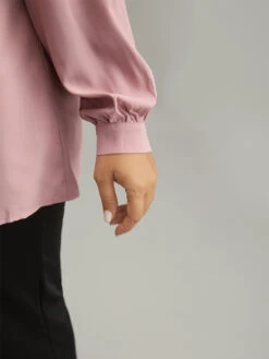 Plain Buckle Detail Pleated Blouse -Bloomchic Shop 486525976 ps