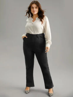 Solid Very Stretchy High Rise Bootcut Thick Pants 11 Solid Very Stretchy High Rise Bootcut Thick Pants -Bloomchic Shop 48654621 oj