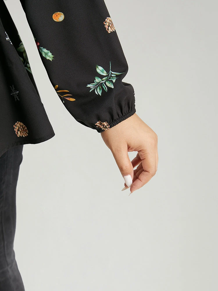 Christmas Elastic Waist Belted Wrap Blouse 9 Christmas Elastic Waist Belted Wrap Blouse - Image 7