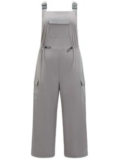 Solid Flap Pocket Drawstring Side Overall Jumpsuit -Bloomchic Shop 489818182 in