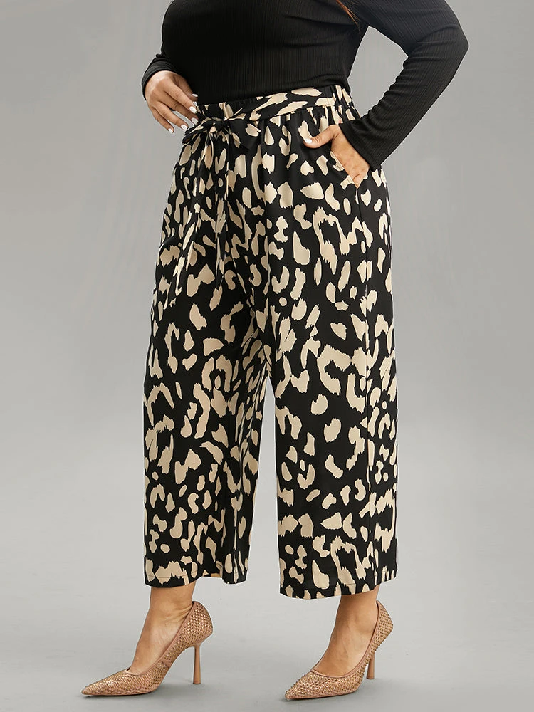 Leopard Elastic Waist Ties Wide Leg Pants 5 Leopard Elastic Waist Ties Wide Leg Pants - Image 3