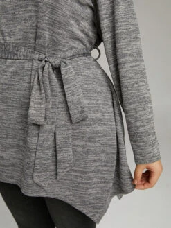 Solid Heather Belted Hanky Hem T-shirt -Bloomchic Shop 491222427 cw