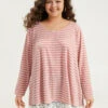 Striped Guipure Lace Crew Neck T-shirt